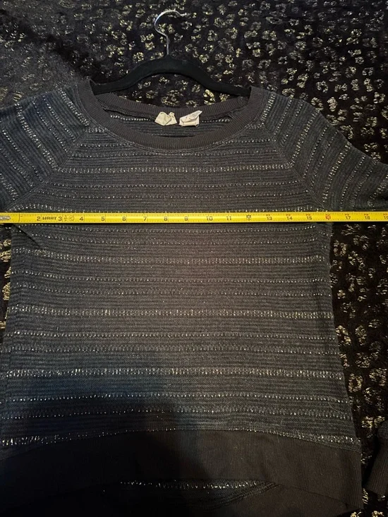 Y2K Mudd Black Knit Sweater with Metallic GoldThread Party Spring - Picture 7 of 7